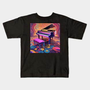A Piano With A Colorful and Psychedelic Background Kids T-Shirt
